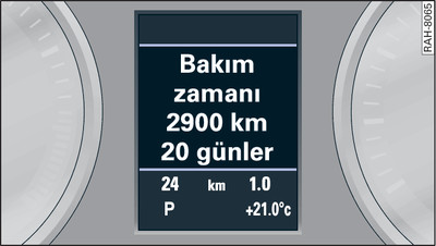 Gösterge tablosu: Bir servis periyodu göstergesi örneği